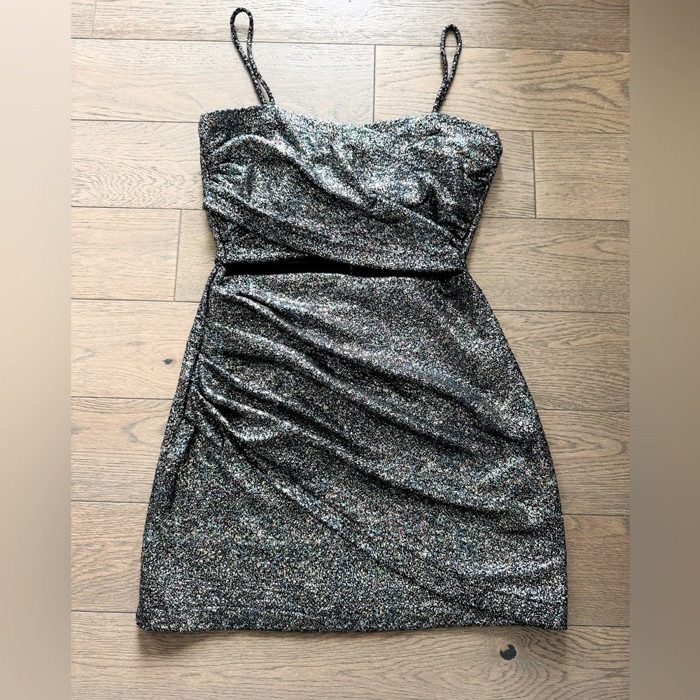 BNWT Zara Metallic Dress with Open Mid-section